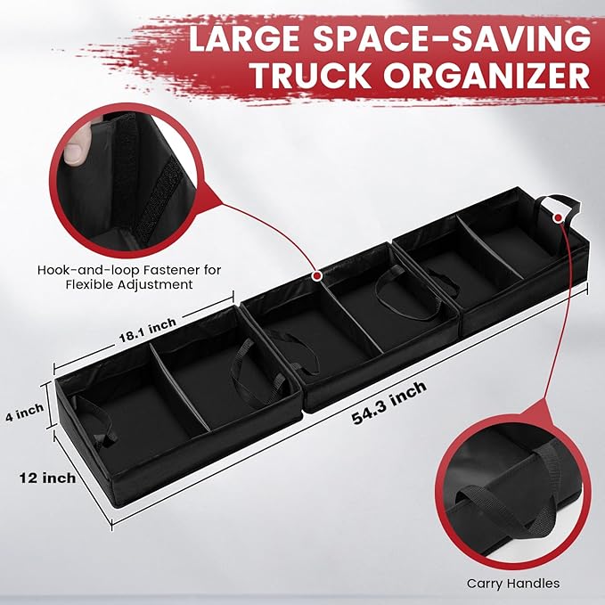 Chevrolet Silverado 1500 2500 /GMC Sierra 2011-2025 Truck Under Bench Seat Storage with Removable Divider 600D Oxford Cloth, truck accessories Mesh Organizer