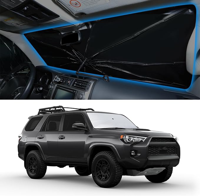 Windshield Sun Shade Umbrella Fit for Toyota 4Runner 2010-2024 2025 Accessories Foldable Front Window Sunshade Sun Protection Keeps Car Cool