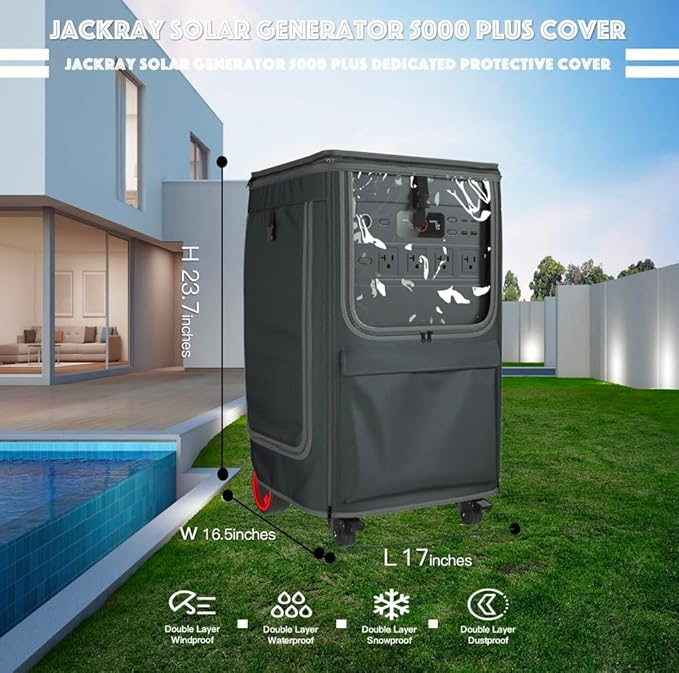 For Jackray Solar Generator 5000 Plus Protective Cover | Waterproof & Dustproof, Inspection Window + Dual-Side Opening Design, Perfectly Compatible with Jackray 5000W Portable Power Station
