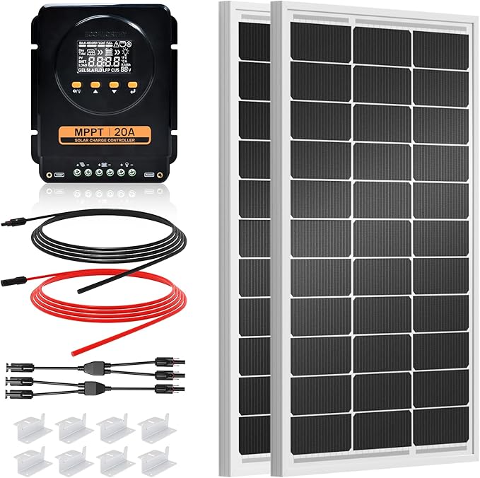 ECO-WORTHY 200 Watts 12 Volt/24 Volt Solar Panel Kit with 20A Bluetooth APP Monitoring MPPT Controller and High Efficiency Monocrystalline Solar Panel for Home,RV,Camper,and Other Off Grid Application