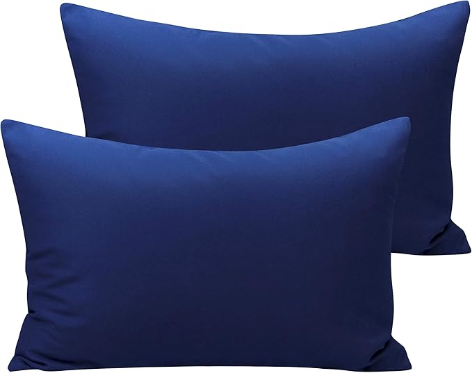 NTBAY Microfiber Toddler Pillowcases with Envelope Closure, 2 Pack 100% Brushed Microfiber Super Soft Travel Kids Nursery Pillow Cases, 14"x20" Fits Pillows Sized 12"x16" 13"x18" 14"x19", Navy Blue