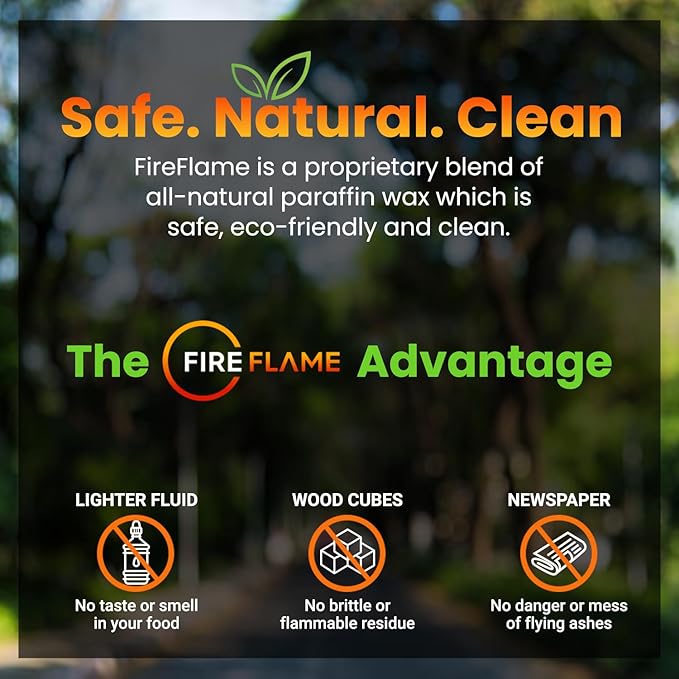 FireFlame Quick Instant Fire Starter -100% Waterproof All-Purpose Indoor & Outdoor FireStarter, for Charcoal Starter, Campfire, Fireplace, Firepit, Smoker - Odorless and Non-Toxic - 20 Pouches in Bag