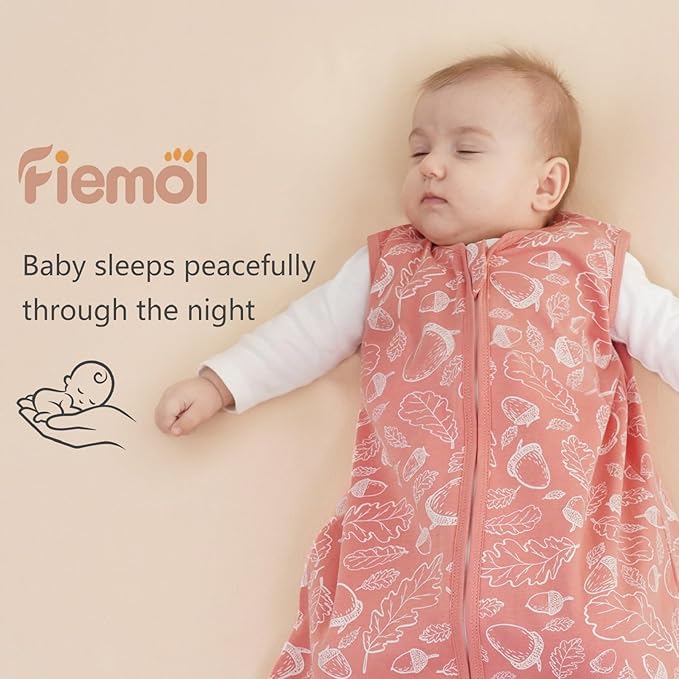 Baby Sleep Sack 0-6 Months, 100% Cotton Sleeping Sack for Newborn and Infant, 3 Pack Baby Wearable Blanket, 0.5 Tog Lightweight Double Zipper Sleep Bag Pink