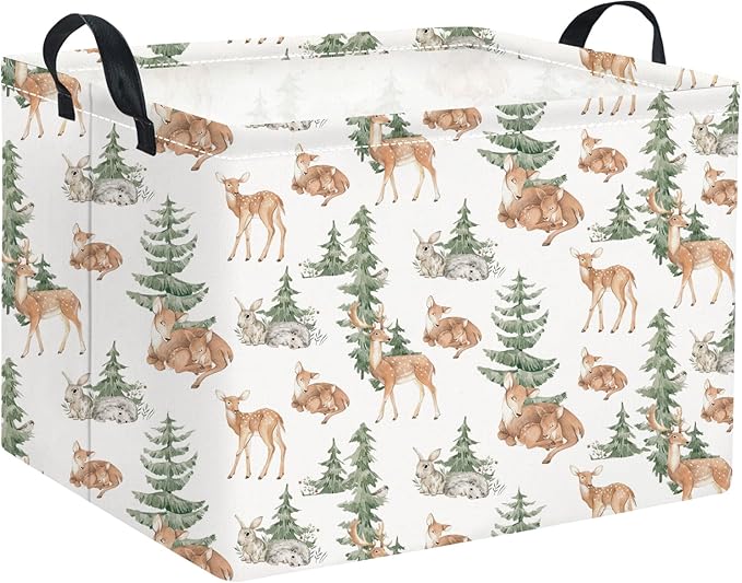 HIYAGON Rectangular Baby Girl Basket Kids Baby Storage Basket Toy Storage Bin Organizer Box Room Decor(Forest Deer)