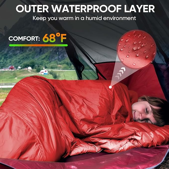 OBTANIM Sleeping Bags Portable Waterproof Camping Sleeping Bag for Adults Kids 4 Seasons Cold Weather or Warm Backpacking Hiking Travel Indoor Outdoor Use