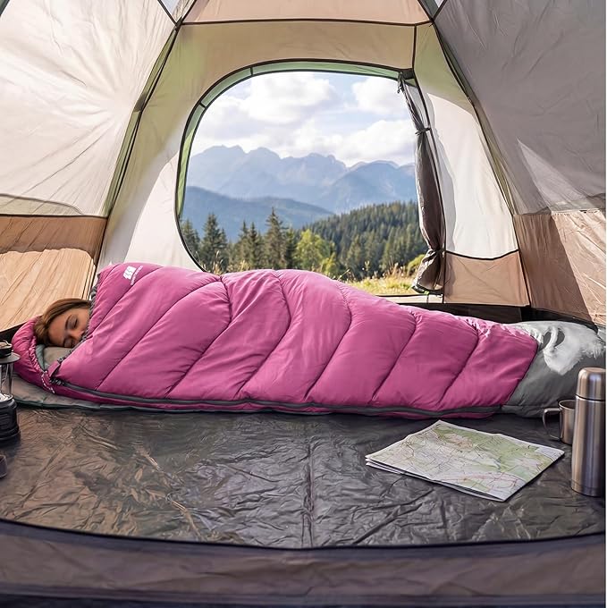 Sleeping Bags for Adults Cold Weather & Warm,Backpacking Camping Sleeping Bag for Tall Girls Boys,Lightweight,Compact,Waterproof Camping Gear for Traveling,Hiking,Hotel,Outdoor & Indoor
