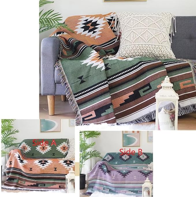 Lqprom Southwest Throw Blankets Aztec Southwestern Throws Cover Boho Native American Blankets for Gift Sofa Table Bed Living Room Decor Outdoor Camping Picnic Tent Beach Car Traveling 63"x87"