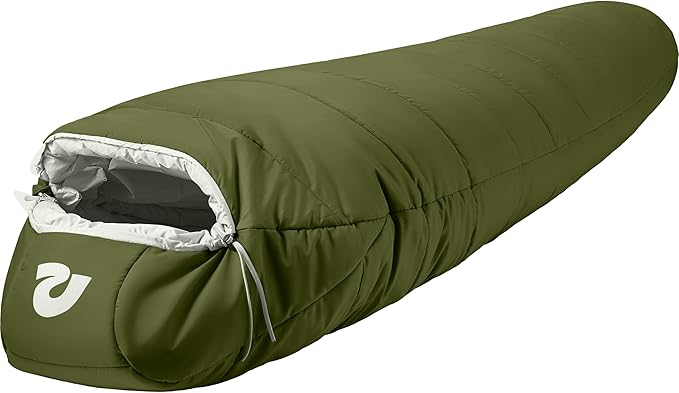 Retrospec Dream Mummy Sleeping Bag - 5, 15, & 30°F Cold Weather Camping & Travel Essential Gear with Water - Resistant Shell & Synthetic Fill - Zippered Pocket & Stuff Sack