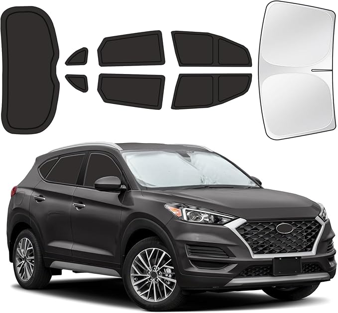 for Hyundai Tucson 2016-2021 Car Window Shades, 8pcs Privacy Sun Shade Set for Front Windshield Side and Rear Windows, Full Window Covers Keeps Vehicle Cool for Camping Napping