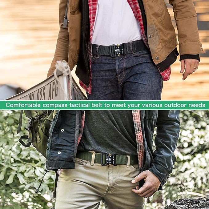 Tactical Belt Men 4 Pack, Compass Military Nylon Web Belt, Heavy Duty Belt Quick Release Metal Buckle Riggers Belt