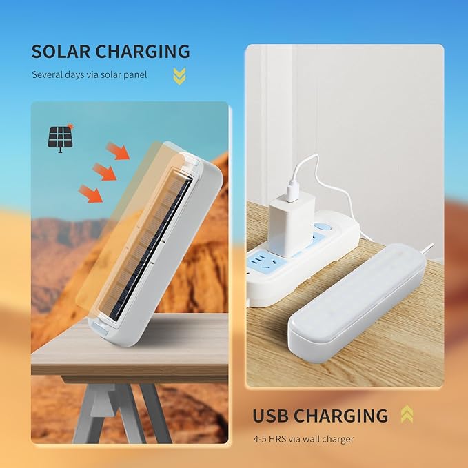 Solar Rechargeable Camping Lantern - 2000 Lumens, 4 Light Modes, Solar & USB Charging (White)