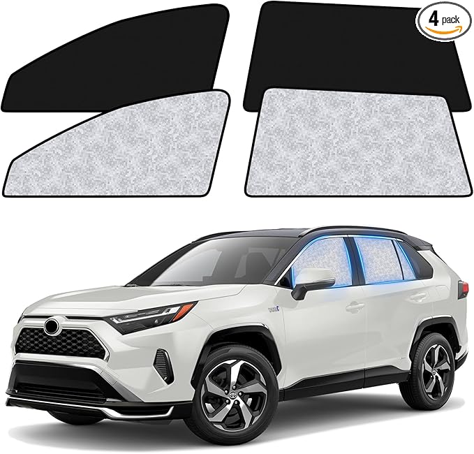 ZATOOTO Car Window Shades for Toyota RAV4 2019-2024, 4 Pcs Magnetic Car Window Covers, 100% UV Protection Foldable Privacy Curtains Side Window Sun Shade for Baby Breastfeeding Sleeping Camping