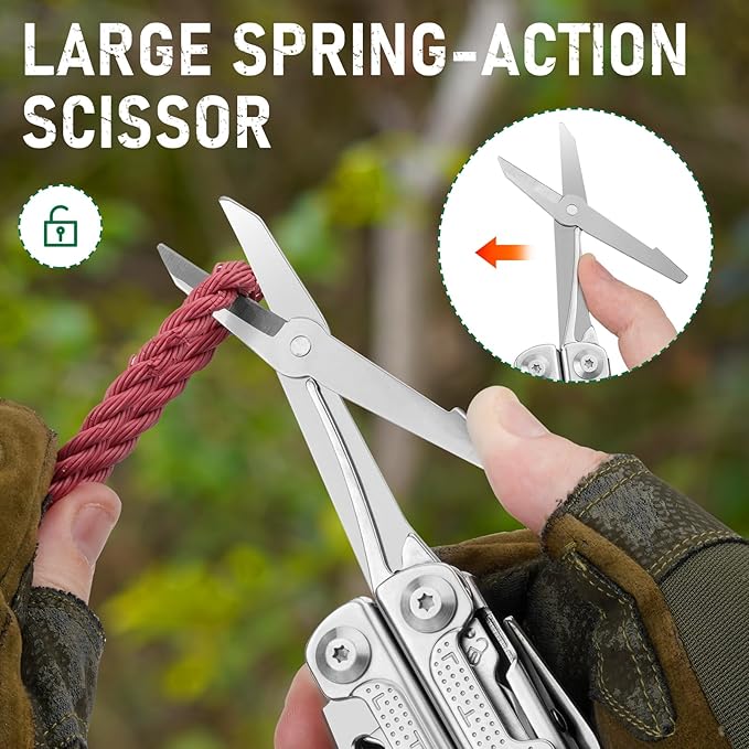 BIBURY Multitool Pliers Pro BI2049, 3Cr13 Multi Tool with Large Saw Blade, YG10 Tungsten Wire Cutters, EDC Multi Tool w/Scissors and Screwdirver Set for Outdoor Hunting Survival Camping, Gift for Men