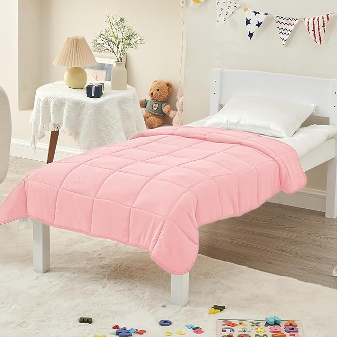 yescool Weighted Blanket (7 lbs, 41" x 60", Pink) Cooling Heavy Blanket for Sleeping Perfect for 60-90 lbs, Breathable Blanket with Premium Glass Bead, Machine Washable