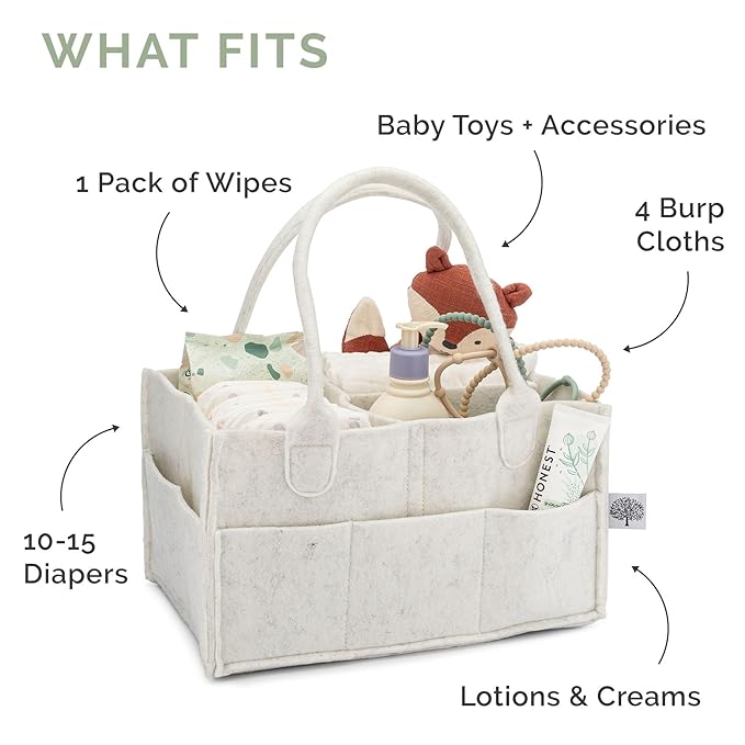 Parker Baby Co. Diaper Caddy - Nursery Storage Bin and Car Organizer for Diapers and Baby Wipes - Gray, Large