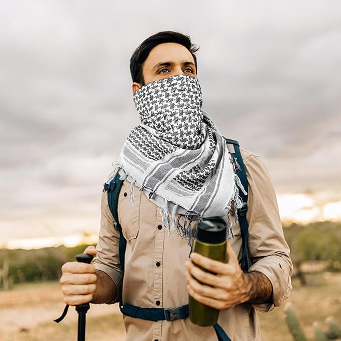 Aonal Military Shemagh Tactical Desert Scarf, 100% Cotton Keffiyeh Neck Head Scarf Wrap for Men Women