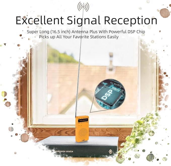 PRUNUS J-166 Portable Radio AM FM, Gifts for Dad and Mom, Battery Operated Radio with Tuning Light, Back Clip, Excellent Reception, AM FM Radios Portable, Transistor Radios