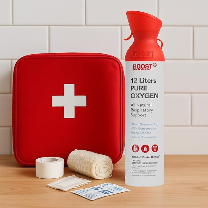 Boost Oxygen Extra-Large Rapid Response 12L Canister | Respiratory Support for Aerobic Recovery, Altitude, Performance & Health (6 Pack)