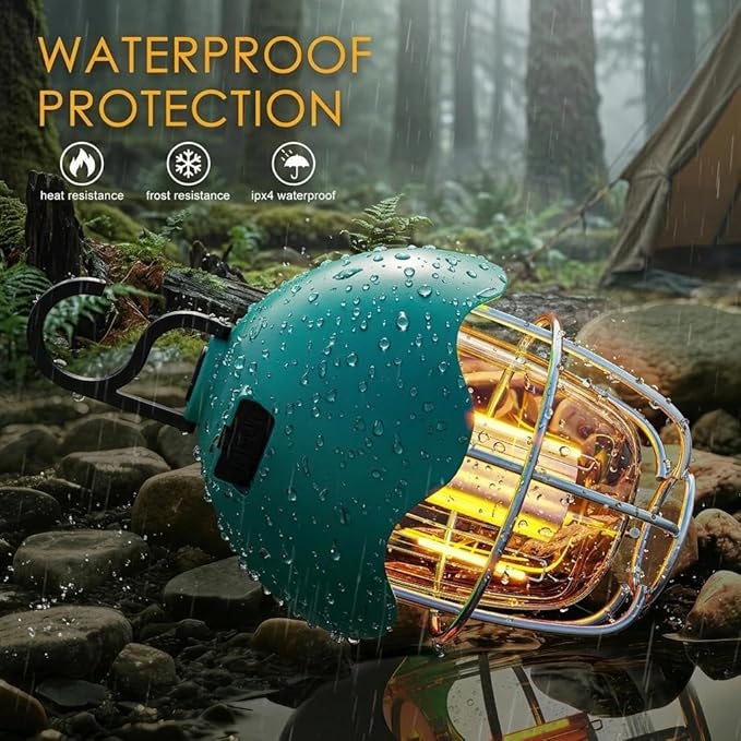 HOMY LED Camping Light Rechargeable Waterproof Vintage Tent Light with Warm Glow, Dimmable Outdoor Lantern for Camping, Emergencies, and Power Outages