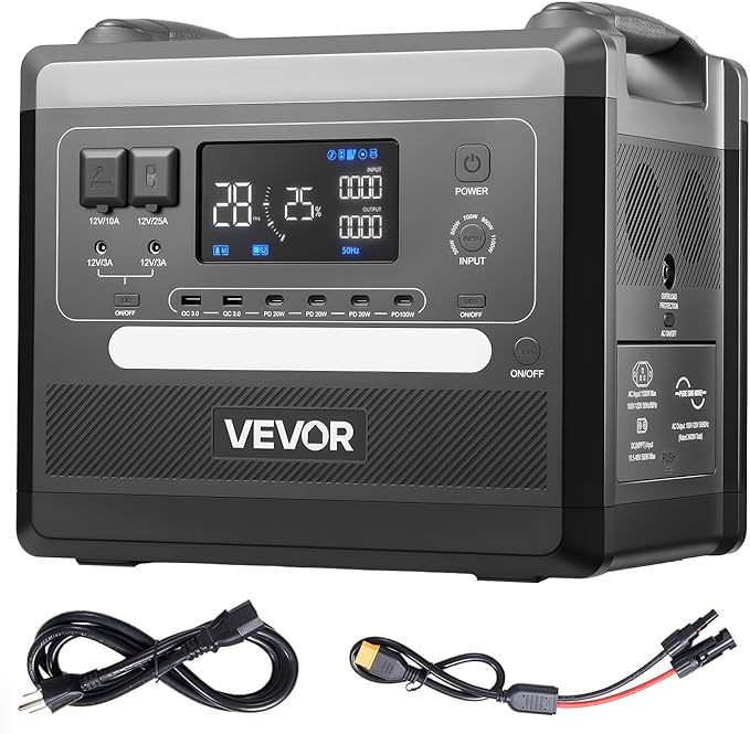VEVOR Portable Power Station, 2400W 2160Wh Power Station Solar Generator with 10 Output Ports & Adjustable Input Power, Expandable LiFePO4 Battery Backup for Home Camping RV (Solar Panel NOT Included)