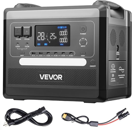 VEVOR Portable Power Station, 2400W 2160Wh Power Station Solar Generator with 10 Output Ports & Adjustable Input Power, Expandable LiFePO4 Battery Backup for Home Camping RV (Solar Panel NOT Included)