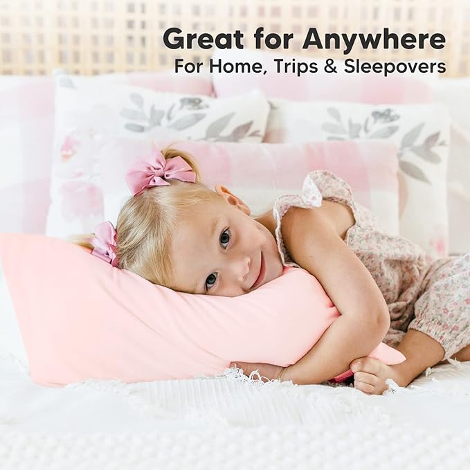 KeaBabies Toddler Pillowcase 13"x18" - Organic Cotton Toddler Pillowcase for Kids, Boys, Girls, Soft & Durable Cotton Cover for Miniature Sleepy Pillows,Cute Colors,Pillow Sold Separately(Mist Pink)