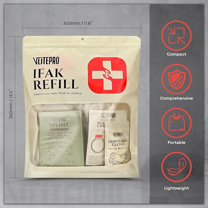 19PCS IFAK Trauma Kit, First Aid Kits Refill Supplies with Tourniquet, Emergency Trauma Bandage, Non-Vented Chest Seal, Emergency Medical & Survival Kit for Bleeding Control, Car & Camping