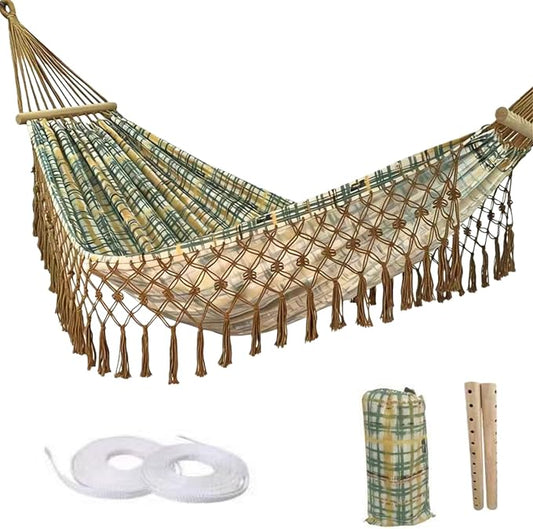 Portable Hammock, Bohemian Hammock,2person Hammock,for Suitable,Patio,Beach,Backyard,Garden,（Cyan 79 * 59