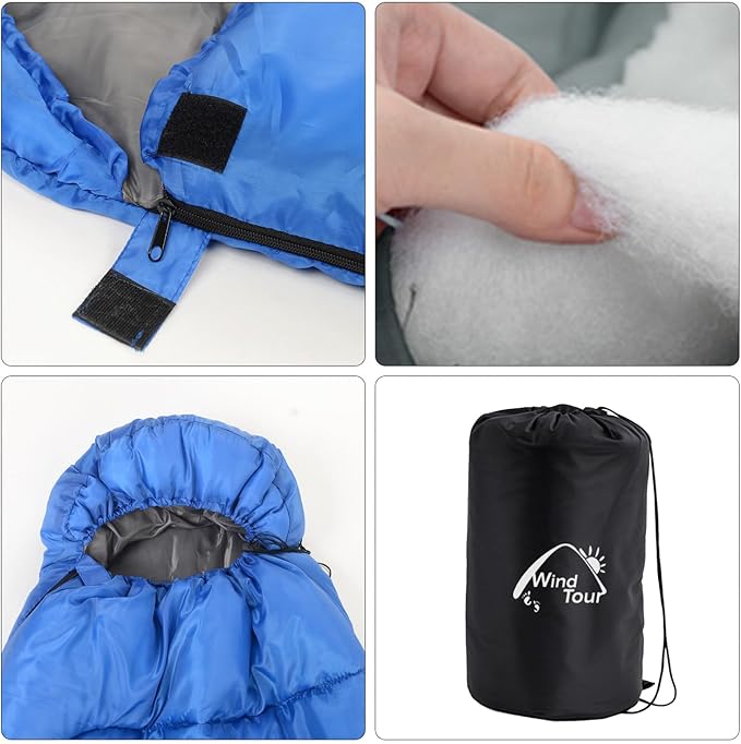 Wind Tour 3 Season Lightweight Waterproof Sleeping Bag Indoor & Outdoor for Hiking Backpacking Camping Traveling
