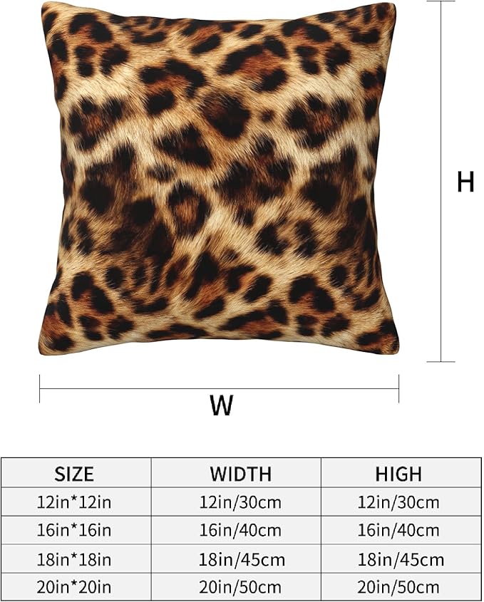 Animal Print Throw Pillow Covers 18 X 18 Inch Set of 4 Decorative Cushion Cover Home Decor for Sofa Chair Couch Bedroom Living Room