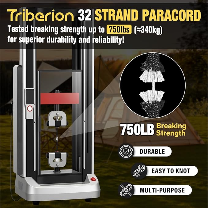 Paracord Rope 750 lb - 50ft 5/32" Parachute Cord 4MM 12-Strand para Cord - Heavy Duty Spool String for Survival,Camping Gear, Survival Bracelet, Clothesline - Black