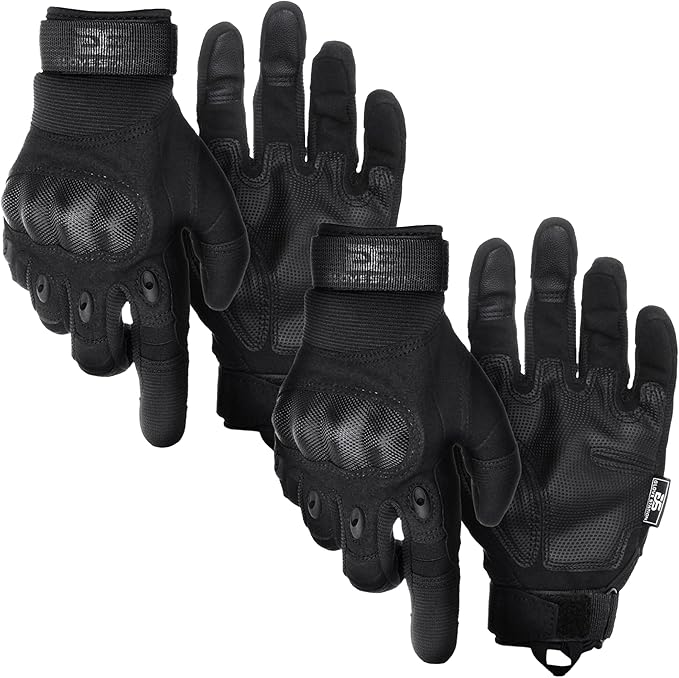Glove Station Tactical Gloves for Men – Touchscreen Utility Gear with Hard Knuckle Protection Used in Motorcycle, Airsoft, Combat, Police, Shooting & Outdoor Work Black - 2 Pack X-Large