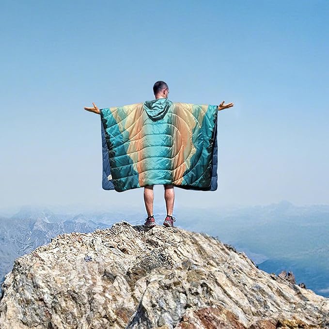 Camping Blanket,Hoodie Blankets Poncho Outdoor Waterproof Windproof Warm Durable & Portable for Stadium, Concerts, Car,Travel, Beach, Picnic, Grass,75 * 52 inch