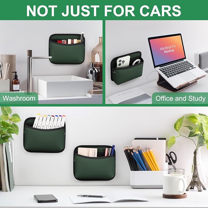 Accmor Universal Car Pocket Organizer - PU Leather Pouch for Seat, Door, Window, Console - Holder for Cards, Trash, Cell Phone, Sunglasses