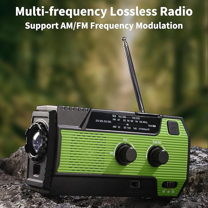 B S Hand Crank Solar Emergency Radio with AM/FM/NOAA,Flashlight and SOS Siren for Home, Outdoor & Indoor