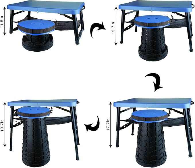 Small Folding Table, Adjustable Height, Camping & Picnic Table, 4 Foot Lightweight