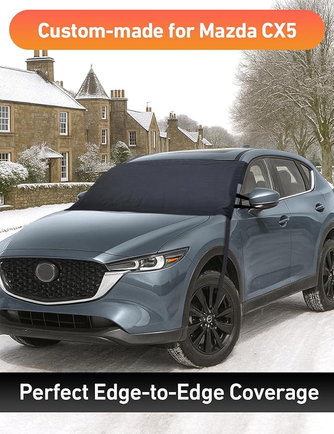 EcoNour Car Snow Cover Compatible for Mazda CX5 CX50 | Windshield Cover for Ice and Snow with S-Hook Straps | Heavy-Duty 600D Oxford Winter Car Cover, Waterproof & Anti-Slip