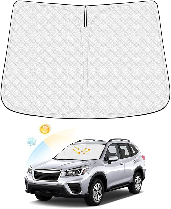 Canvcle Windshield Sun Shade for Subaru Forester 2019-2024 Accessories Thicken 6-Layer Foldable Front Window Sunshade Sun Visor Protector Block UV Rays Keep Vehicle Cool