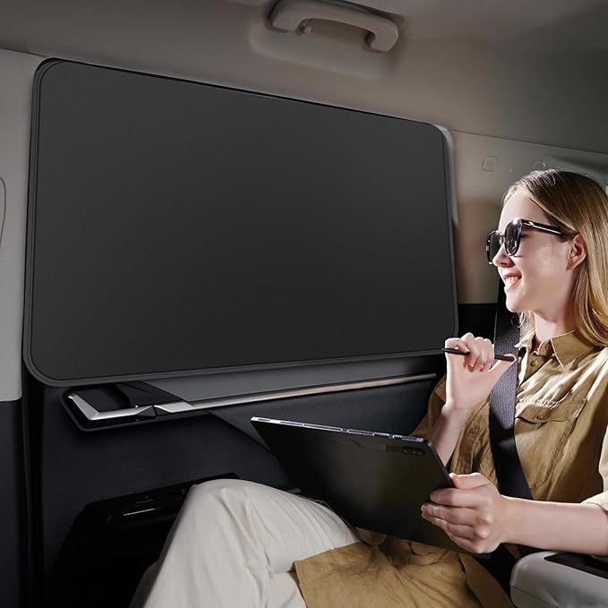 Silver Car Window Sun Shade - Side Thiken Curtain Magnetic 100% Block Light Car Window Covers with Cooler Feeling (Silver, D-Back-2pcs)