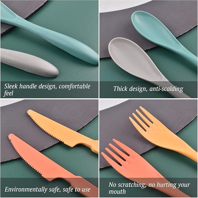 Zoyiancy 10 Sets Reusable Travel Utensils, Plastic Knives Spoons and Forks Tableware, Portable Cutlery Flatware Set for for Travel Office Lunch Picnic Camping Daily Use
