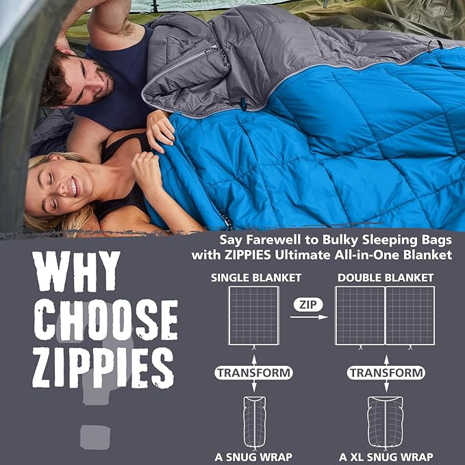 3M Thinsulate Insulation Puffy Camping Blanket for Cold Weather, Queen Size Warm Camping Quilt with Zipper, Waterproof Outdoor Sleeping Bag for Hammock, Cozy & Versatile Gift for Men and Women