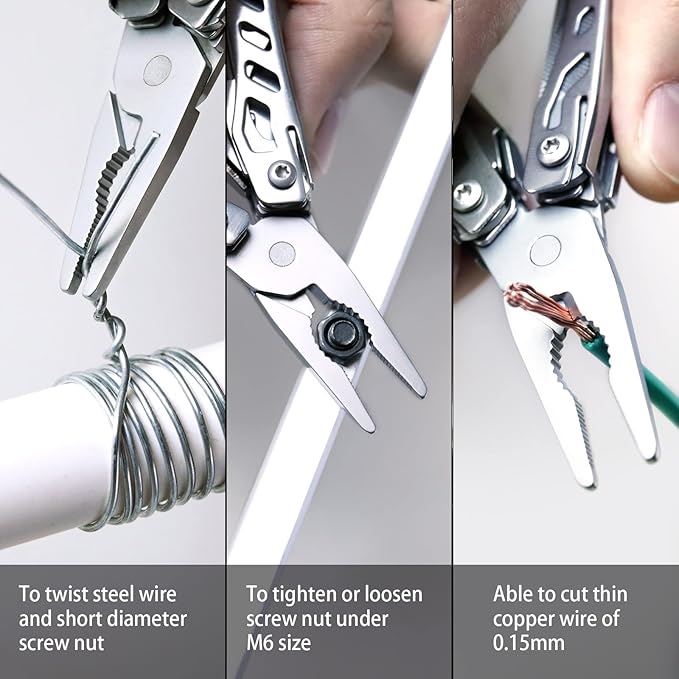 Nextool EDC Keychain Multitool, 10 in 1 Mini Pocket Knife Multi Tool with Needlenose Pliers, Scissors, Mini Useful Cool Gadgets for Men, Father's Day Gifts from Daughter-Sliver