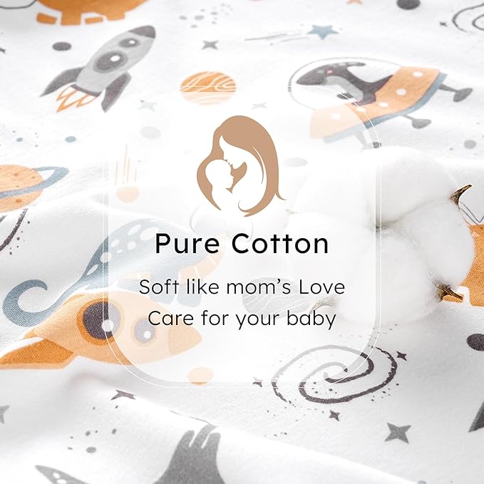 Baby Sleep Sack 12-18 months, 100% Cotton Sleeping Sack for Newborn and Infant, 3 Pack Baby Wearable Blanket for Boy and Girl, 0.5 Tog Lightweight Double Zipper Sleep Bag Coffee Dinosaur Planet