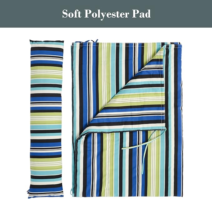 SUNCREAT Outdoor Double Hammock Pad, Soft Comfortable Polyester Pad, Green Stripes
