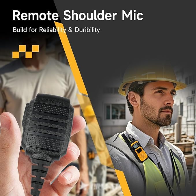 Retevis RB48 Walkie Talkies Long Range, MIL-STD 810H Heavy Duty Two Way Radios with Earpiece, IP67 Waterproof, 2000 mAh, Dual PTT, Vibration Call, 2 Way Radio for Jobsite (4 Pack)
