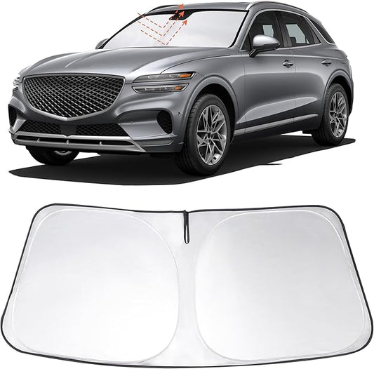 Windshield Sun Shade Custom Fit 2022 2023 2024 2025 2026 Genesis GV70 Accessories Foldable Sunshade Sun Blocker Front Window Shades Covers Keeps Car Cooler