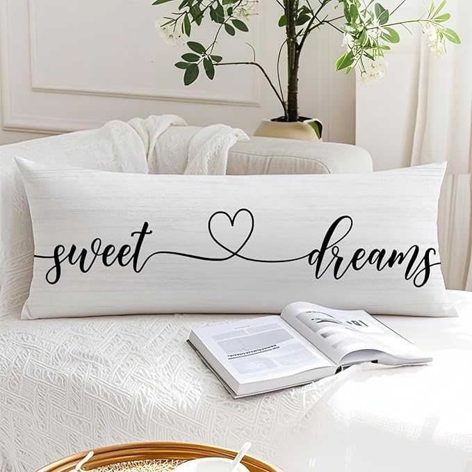 Sweet Dreams 20x54 Body Pillow Cover, Master Bedroom Decor, Farmhouse Decor, Best Wedding Gifts for Couples Decorative Long Body Pillow Cases for Bed Couch