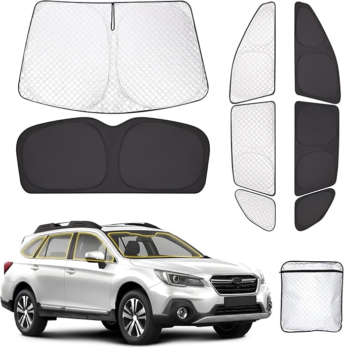 ZATOTOO Car Window Shades Outback 2020-2024 Custom Sun Shades Full Set Front and Rear Windshield Side Triangle Window Covers Total Blackout Privacy UV Protection Heat Blocking for Camping Napping