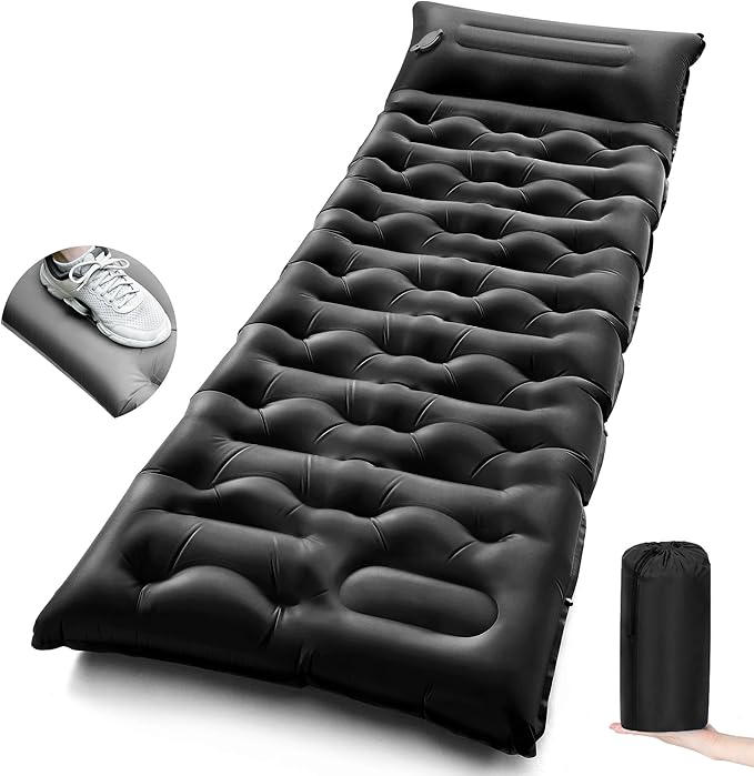 Camping Sleeping Pad,5.9 Inch Thick Camping Mat with Built in Pillow and Foot Pump,Self Inflating Sleeping Pad for Camping Backpacking（Green
