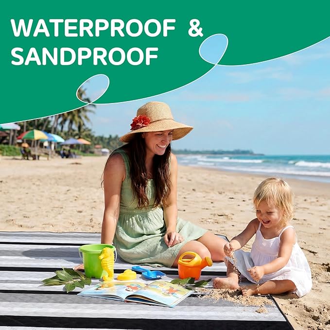 Waterproof Beach Blanket Picnic Camping Mat Oversized for Family Women Mexico Vacation Trip Hawaii Gift Costa Rica Must Have Resort Rio de Janeiro Bahamas Punta Cana Essential Waikiki Palm Spring Trip